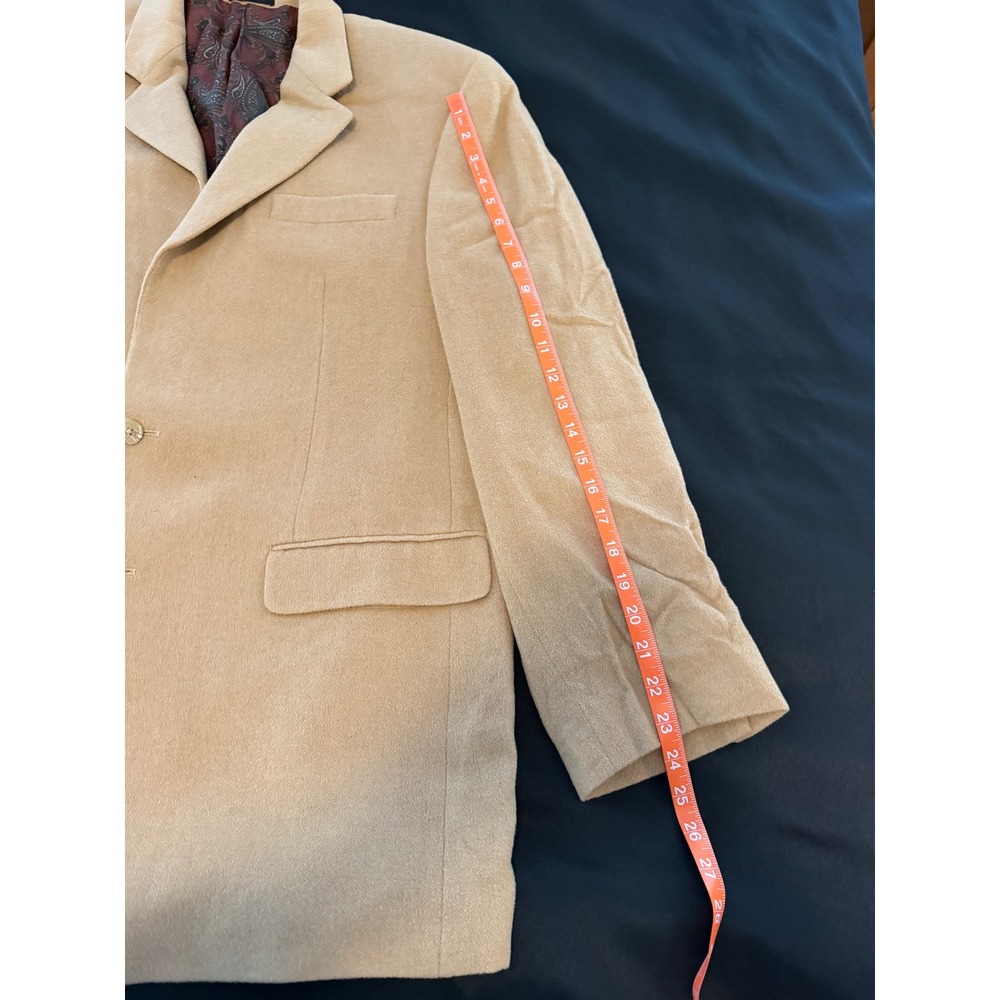 Lauren Ralph Lauren 100% Camel Hair Sport Coat Blazer Tan 44L Paisley Lining